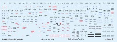 Eduard D48021 1/48 Декаль для MiG-21PF stencils