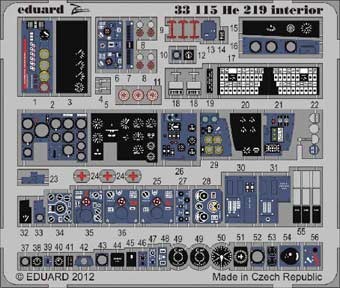 Eduard 33115 1/32 Цветное Фототравление для He 219 interior S.A. 1/32