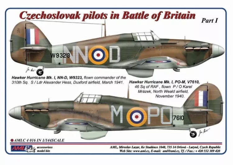 AML AMLC144016 Decals Czechoslovak pilots in Battle of Brit 1/144