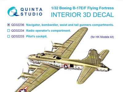 Quinta studio QD32236 Boeing B-17E/F Отсеки штурмана, бомбардира и стрелков (HK models) 1/32