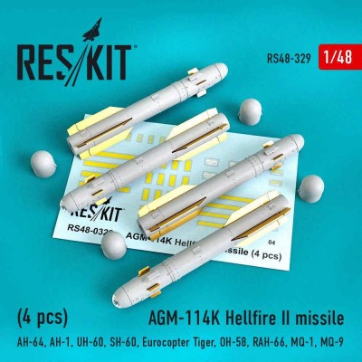 Reskit RS48-0329 AGM-114K Hellfire II missile (4 pcs.) 1/48