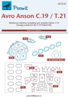 Peewit M72350 Canopy mask Avro Anson C.19/T.21 (VALOM) 1/72