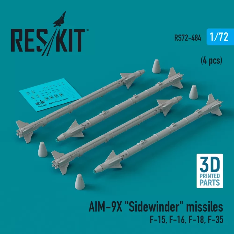 Reskit 72484 AIM-9X 'Sidewinder' missiles (4 pcs.) 1/72
