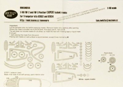 New Ware NWA-M0114 Mask F9F-2 and F9F-3 Panther EXPERT (TRUMP) 1/48