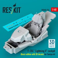 Reskit U48516 F-35C Lightning II cockpit (Basic ed. w/ 3D) 1/48
