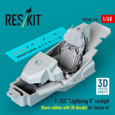 Reskit U48516 F-35C Lightning II cockpit (Basic ed. w/ 3D) 1/48