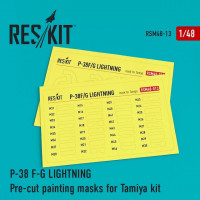 Reskit RSM48-0013 P-38 F/G Lightning Pre-cut painting masks for Tamiya Kit Tamiya 1/48