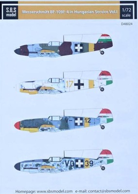 Sbs Model D48024 Декаль Bf-109F-4 in Hungarian Service Vol.I 1/48
