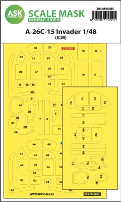 Art Scale 200-M48085 Douglas A-26C-15 Invader canopy frame paint masks (inside and outside) 1/48