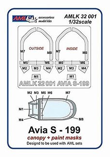 AML AMLK32001 Avia S-199 - vacu canopy &amp; paint Маски 1/32