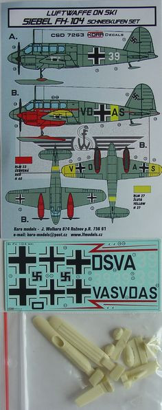 Kora Model CSD7263 Siebel FH-104 Ski - Conversion set & decal 1/72