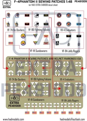 HAD PE481009 F-4 Phantom II Sewing Patches (PE set) 1/48