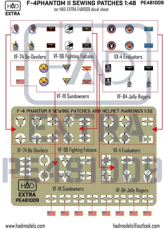HAD PE481009 F-4 Phantom II Sewing Patches (PE set) 1/48