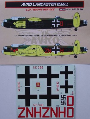 Kora Model DEC72214 Avro Lancaster B.Mk.I Luftwaffe декали декали 1/72