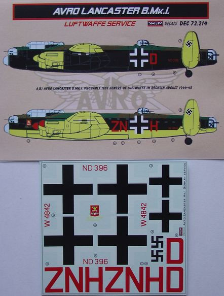 Kora Model DEC72214 Avro Lancaster B.Mk.I Luftwaffe декали декали 1/72