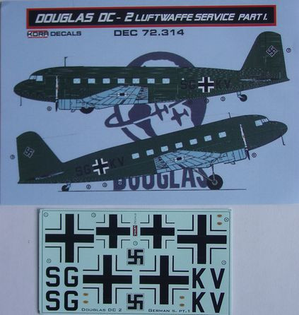 Kora Model DEC72314 Douglas DC-2 Luftwaffe (MPM) Part I. декали декали 1/72