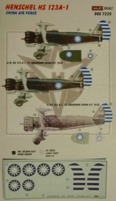 Kora Model DEC7229 Henschel HS 123A-1 (China Air Force) декали декали 1/72