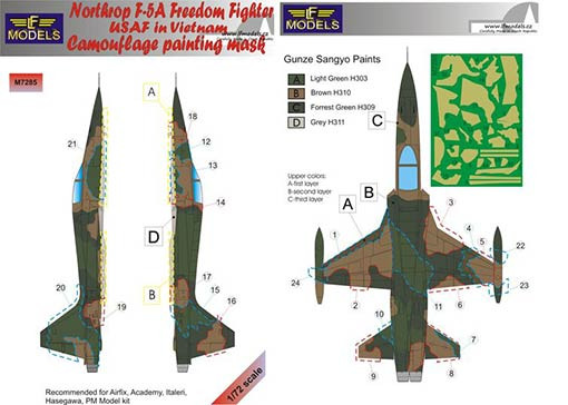 Lf Model M7285 Mask F-5A USAF in Vietnam Camouflage painting 1/72