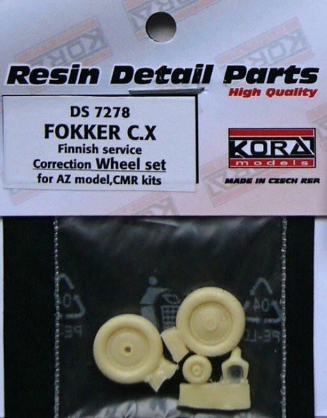 Kora Model DS7278 Fokker C.X Finnish Correct Wheel set (AZ,CMR) 1/72