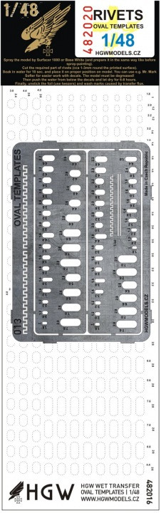 HGW 482020 Rivets - OVAL templates (decals & PE set) 1/48
