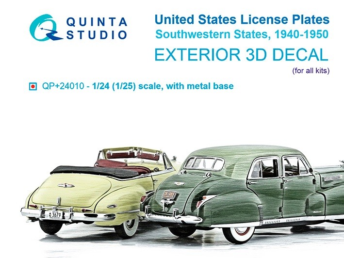 Quinta studio QP+24010 Автомобильные номера США, юго-западные штаты, 1940-1950 1/24