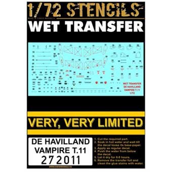 HGW 272011 STENCILS De Havilland Vampire T.11 1/72