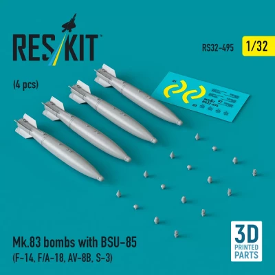 Reskit 32495 Mk.83 bombs w/ BSU-85 (4 pcs.) 1/32