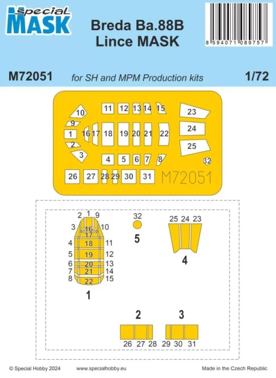Special Hobby M72051 Mask for Breda Ba.88B Lince (SP.HOBBY) 1/72