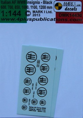 4+ Publications DMK-14430 1/144 Decals Italian AF WWII insignia Black (2x)