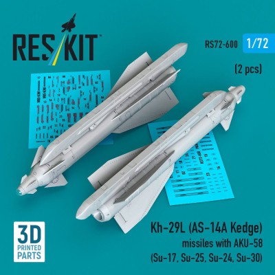 Reskit 72600 Kh-29L (AS-14A Kedge) missiles w/ AKU-58 (2x) 1/72