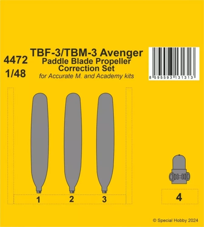 CMK 4472 TBF-3/TBM-3 Avenger Paddle Blade Propeller 1/48