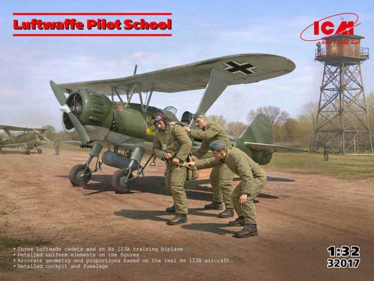 ICM 32017 Luftwaffe Pliot School (Hs 123A & 3 fig.) 1/32