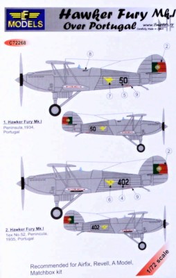 Lf Model C72268 Декали Hawker Fury Mk.I over Portugal 1/72