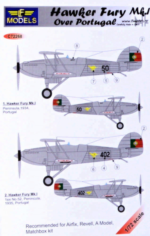 Lf Model C72268 Декали Hawker Fury Mk.I over Portugal 1/72