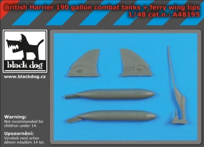 Black Dog BDOA48195 BAe Harrier GR.1/Gr.3 fuel probe, 190-gallon tanks and ferry wing tips (designed to be used with Kinetic Model kits) 1/48