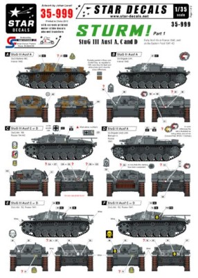 Star Decals STAR35999 Sturm #1. Sturmgeschutz/StuG.III Ausf.A, C and D. Early Sturmgeschutz/StuG.IIIs in France 1940, and on the Eastern Front 1941-42 1/35