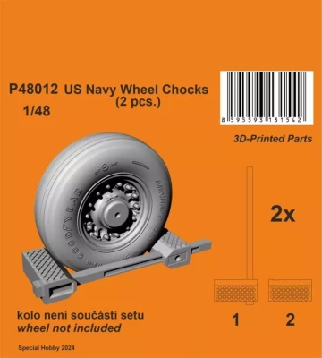 CMK P48012 US Navy Wheel Chocks (2 pcs.) 3D-Printed 1/48