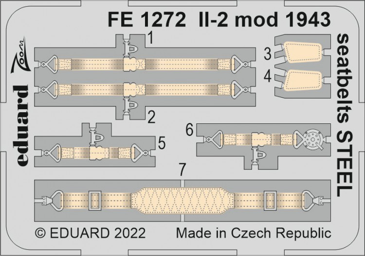 Eduard FE1272 IL-2 mod. 1943 seatbelts STEEL (ZVE) 1/48