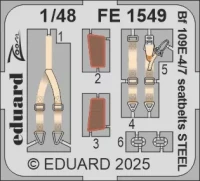 Eduard FE1549 Bf 109E-4/7 seatbelts STEEL (TAM) 1/48