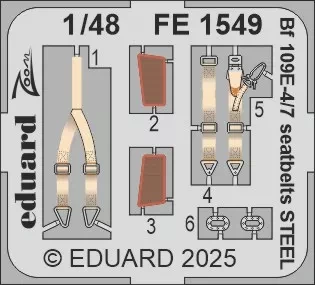 Eduard FE1549 Bf 109E-4/7 seatbelts STEEL (TAM) 1/48