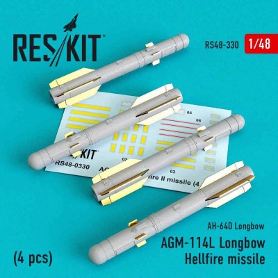 Reskit RS48-0330 AGM-114L Longbow Hellfire missile (4 pcs.) 1/48
