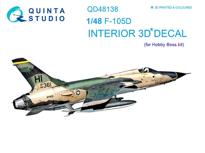 Quinta studio QD48138 F-105D (для модели HobbyBoss) 3D Декаль интерьера кабины 1/48