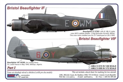AML AMLC48015 Декали Bristol Beaufighter IF&amp;VIF Part I. 1/48