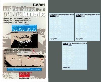 Echelon FD D356011 IDF Markings (Part1) Digital Numerics 1/35