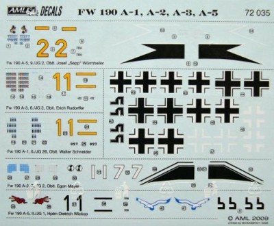 AML AMLD72035 German Aces in Fw 190 A-1/2/3/5 Part I. 1/72