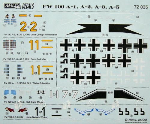 AML AMLD72035 German Aces in Fw 190 A-1/2/3/5 Part I. 1/72