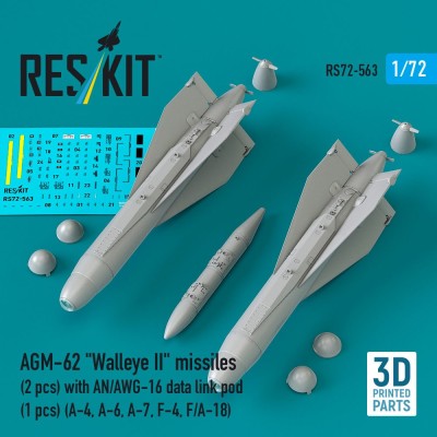 Reskit 72563 AGM-62 Walleye II w/ AN/AWG-16 pod (3 pcs.) 1/72