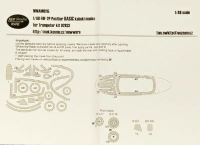 New Ware NWA-M0115 Mask F9F-2P Panther BASIC (TRUMP 02833) 1/48
