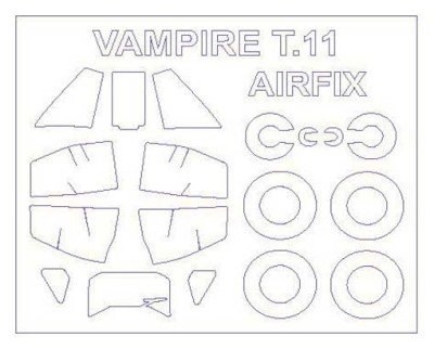KV Models 72535 De Havilland Vampire T.11/J-28C (AIRFIX #A55204,#A02058A) + маски на диски и колеса AIRFIX 1/72
