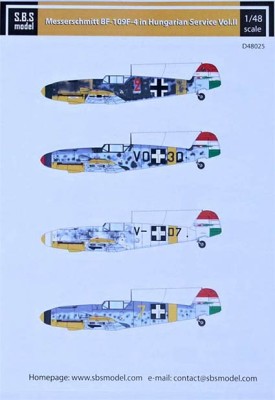 Sbs Model D48025 Декаль Bf-109F-4 in Hungarian Service Vol.II 1/48
